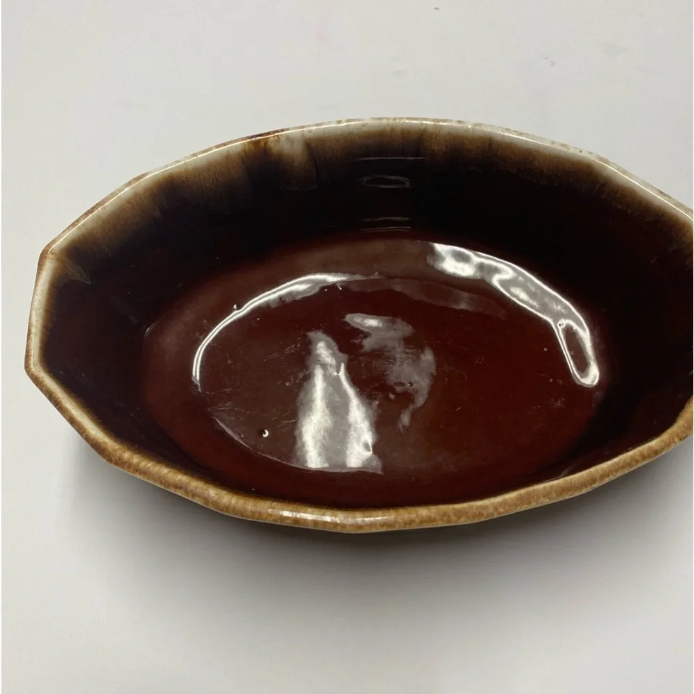 Vintage 1970’s McCoy Brown Drip Glaze Pottery Serving Bowl 10.5”X 7”X 2.5”